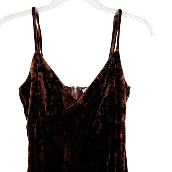 WeWoreWhat x Revolve Crushed Velvet Midi Slip Bodycon Dress Brown Size M - Picture 9 of 14